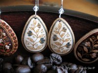White & Blue Spring Vines Teardrop Earrings Pysanky Eggshell Jewelry by So Jeo : pysanky pysanka ukrainian easter egg batik art eggshell jewelry pendants earrings drop dangle etched flowers gift women accessories accessory pendant necklace bail crystal finding sterling silver filled sojeo flowers celtic purple white red pink brown green purple orange cream burgundy magenta teal turqoise crows crow blue black so jeo art handmade